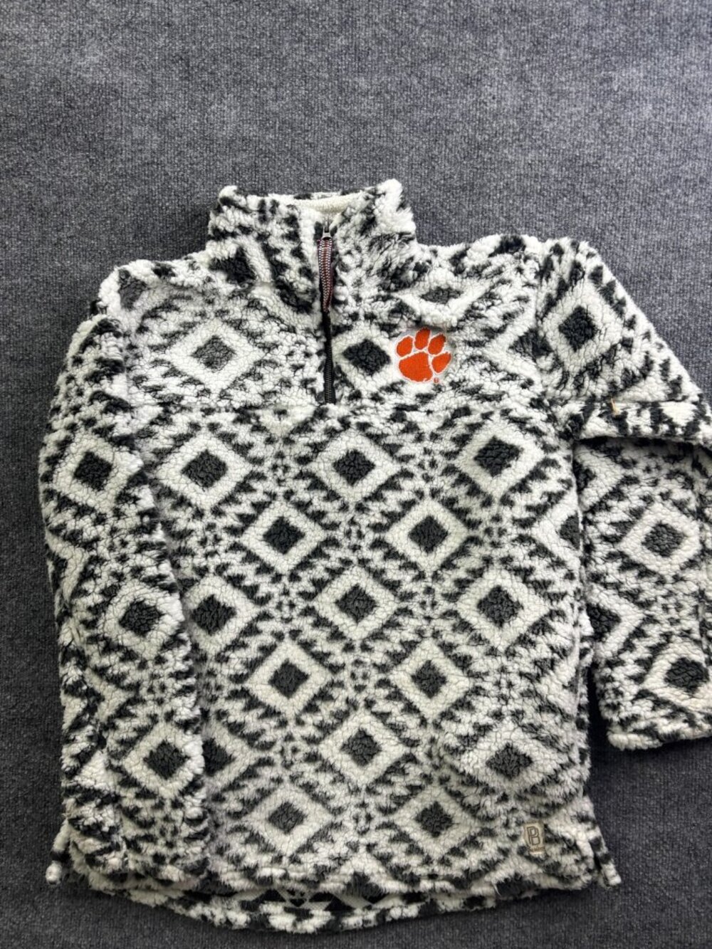 Clemson Tigers Sherpa Sweatshirt Womens Medium Gray NCAA Football‎ Pressbox
